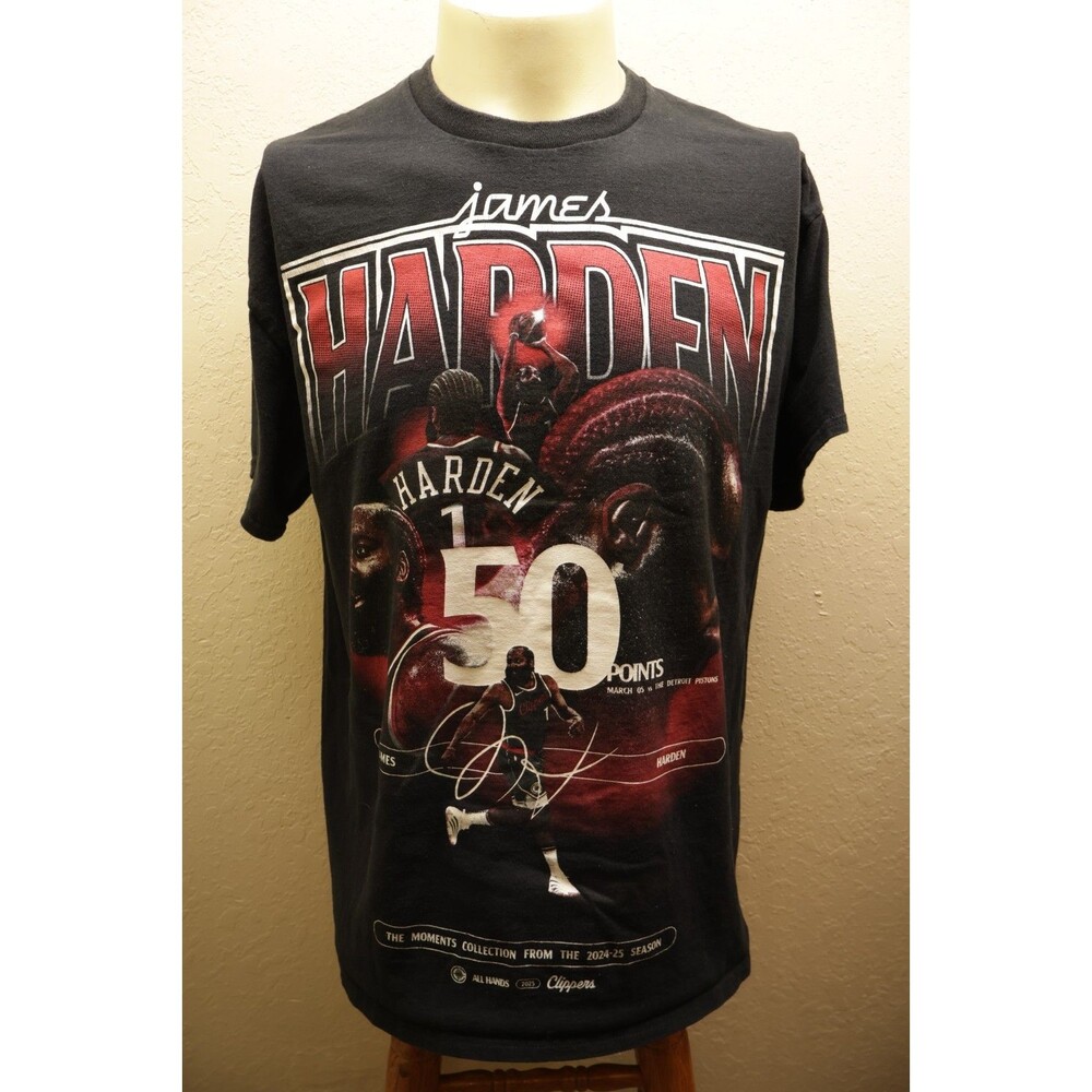 James Harden LA Clippers 50 Points Shirt Mens XL Black Graphic Tee NBA Moments